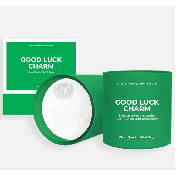 NEW Jill & Ally Good Luck Charm Crystal Manifestation Candle - Mint Sage - Picture 1 of 7